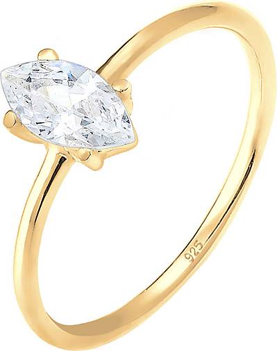 Elli Ring Verlobung Marquise Zirkonia Stein 925 Silber in gold bestellen -  92994803