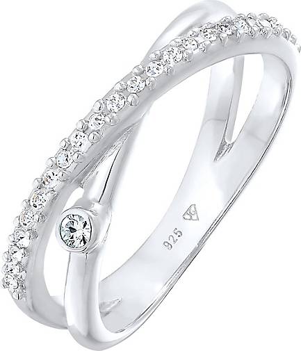Elli Ring Wickelring X Kristalle Glamour 925 Silber