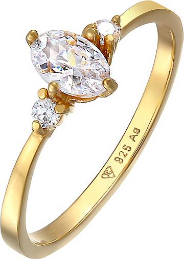 Elli Ring Zirkonia bestellen in Verlobung 925 20457801 Oval Silber - gold
