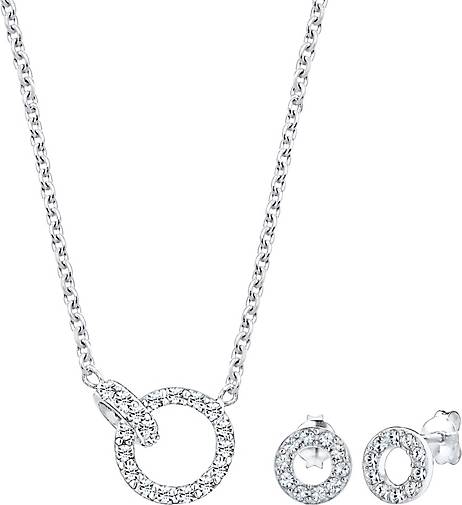 Elli Schmuckset Kette Stecker Geo Kristalle 925 Silber