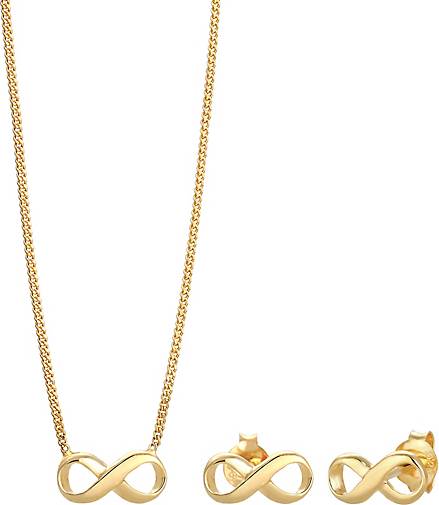 Elli Schmuckset Kette Stecker Infinity Symbol Endlos 925 Silber in gold  bestellen - 93627801 | Halsketten