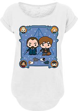 F4NT4STIC Long Cut T-Shirt Phantastische Tierwesen Chibi Newt And  Dumbledore in weiß bestellen - 20299302