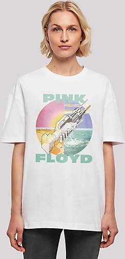 Tee bestellen Boyfriend weiß - Were Music Floyd You 22273202 Band Wish Pink in Here F4NT4STIC Rock Oversized