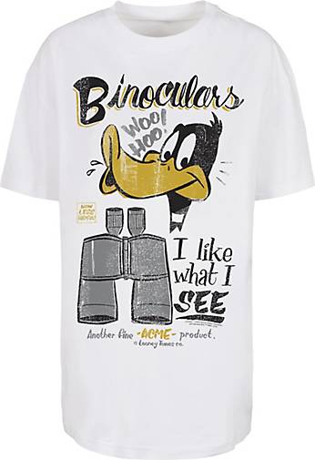 Oversized 20584401 in bestellen F4NT4STIC Tunes - Duck T-Shirt Daffy weiß Binoculars Looney