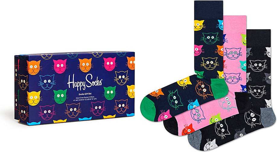 Top-Designer Happy Socks blau - Gift bestellen Socks 28725601 in Set Socken Cat 3-Pack Mixed