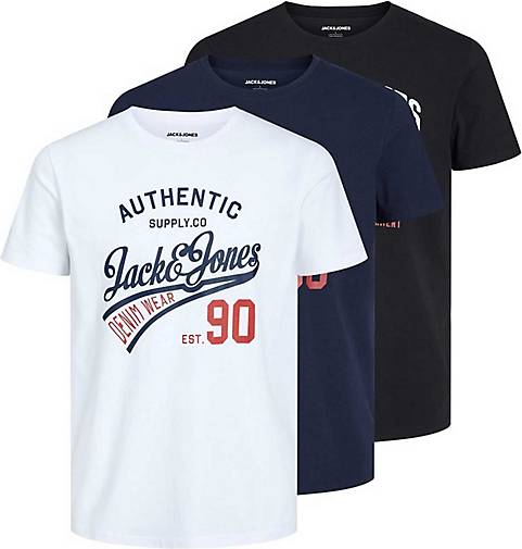 JACK & JONES T-Shirt JJETHAN TEE CREW NECK 3PK 3er Pack