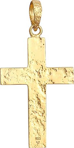 KUZZOI Anhänger Herren Kreuz Matt Gehämmert 925 Silber in gold bestellen -  92868901