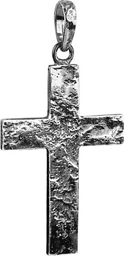 KUZZOI Anhänger Herren Kreuz Matt Gehämmert 925 Silber in schwarz bestellen  - 92868903