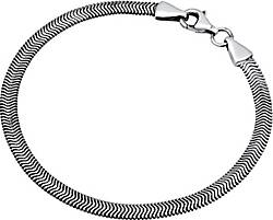 96175203 in Armband Flach Fischgräte 925 Silber Elegant - Schlangenkette KUZZOI bestellen schwarz