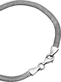 KUZZOI Armband Flach 96175203 Silber in bestellen Fischgräte - schwarz Schlangenkette Elegant 925