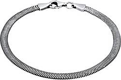 KUZZOI Armband Flach Elegant Schlangenkette Fischgräte 925 Silber in schwarz  bestellen - 96175203