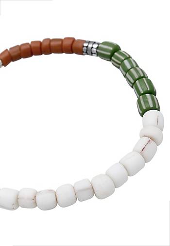 KUZZOI Armband Glass Beads Weiß-Braun 925 Silber in bunt bestellen -  24998801
