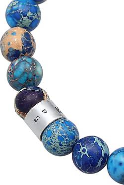 KUZZOI Armband Herren Achat Perlen Blau Beads 925 Silber in silber  bestellen - 23141201