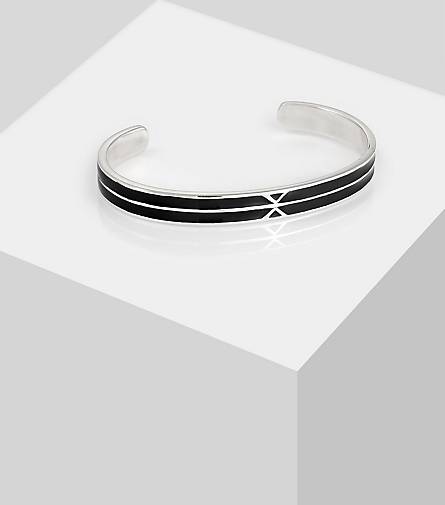KUZZOI Armband Herren Armreif Emaille Offen Basic 925 Silber in silber  bestellen - 92978701