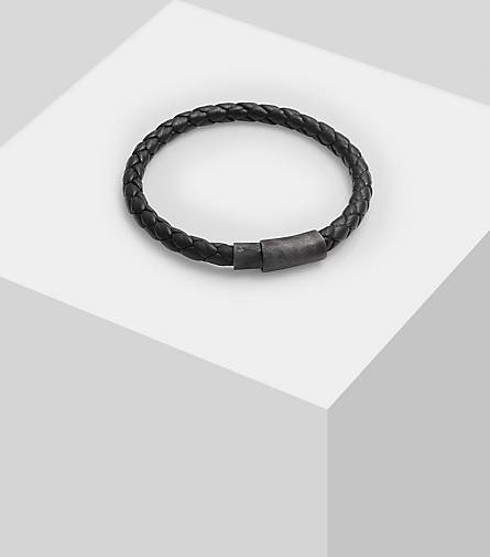 Magnet 925 in Basic Silber schwarz Geflochten Armband bestellen Herren KUZZOI Echtleder 92975601 -