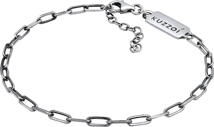 KUZZOI Armband Herren Gliederkette Oval 925 Silber in schwarz bestellen -  99974603