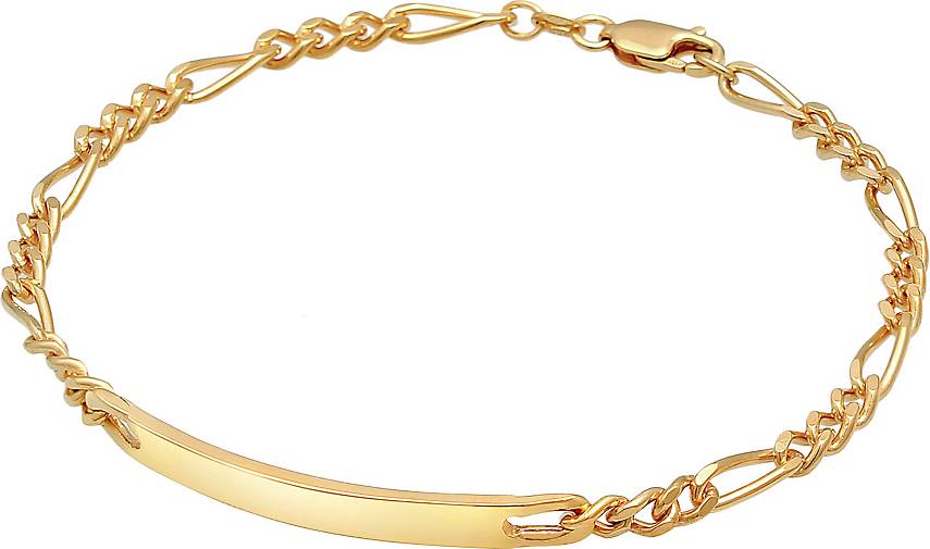 - 925 KUZZOI ID Figaro gold in Klassisch Armband bestellen 97893801 Herren Silber Platte