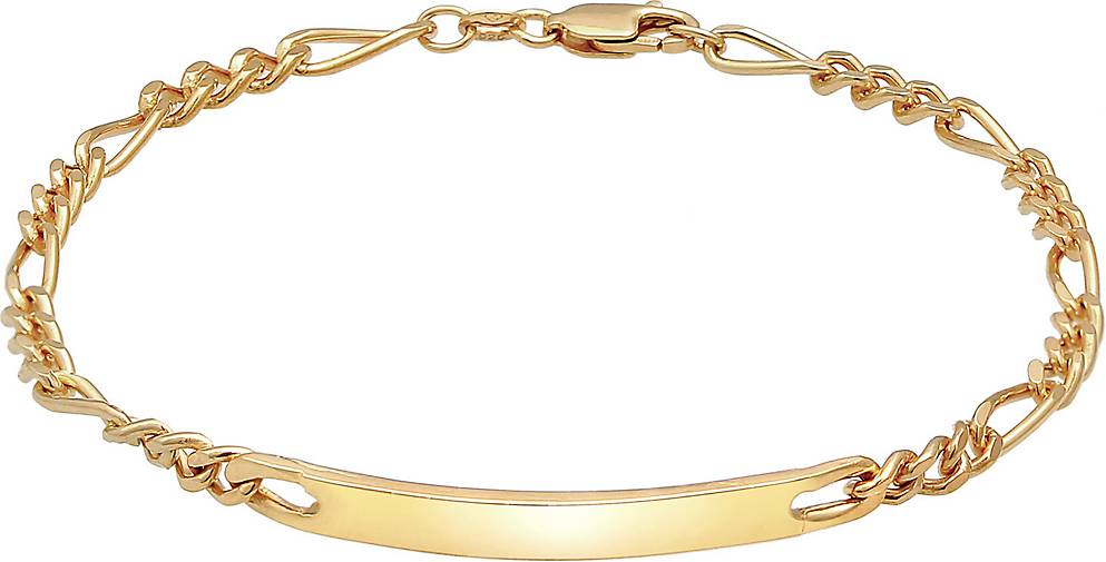 KUZZOI Armband Herren ID Platte Figaro Klassisch 925 Silber in gold  bestellen - 97893801