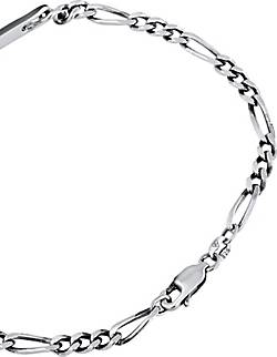 KUZZOI Armband Herren ID Platte Figaro Klassisch 925 Silber in schwarz  bestellen - 97893803