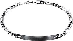 KUZZOI Armband Herren ID Platte Figaro Klassisch 925 Silber in schwarz  bestellen - 97893803