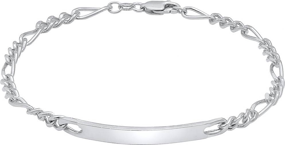 Silber KUZZOI Platte ID - in bestellen 97893802 Klassisch Figaro Herren silber Armband 925
