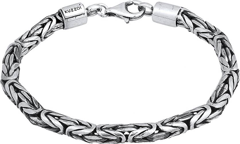 KUZZOI Armband Herren bestellen Königskette in Silber 925 Rund schwarz - 74464102