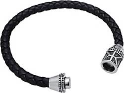 KUZZOI Armband Herren Leder Basic Magnet-Verschluß 925 Silber in silber  bestellen - 93041501