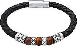 KUZZOI Armband Herren Leder Bead Magnet-Verschluß 925er Silber in schwarz  bestellen - 93730801