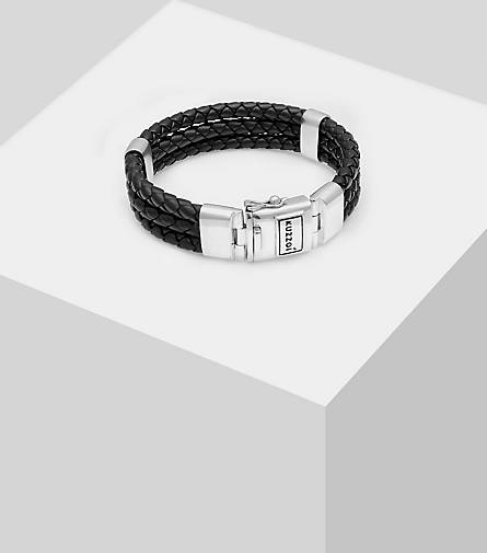 KUZZOI Armband Herren Leder Geflochten Kastenverschluss 925 Silber in silber  bestellen - 94158501 | Silberarmbänder