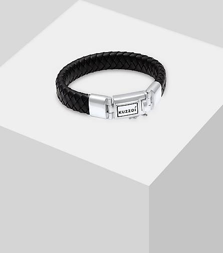 KUZZOI Armband Herren Lederarmband Kastenverschluss 925er Silber in silber  bestellen - 96583301