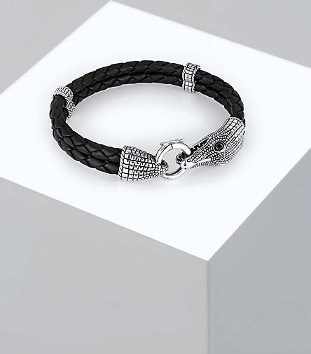 KUZZOI Armband Herren Lederarmband Krokodil bestellen - 925 silber Silber 96400301 in Sterling