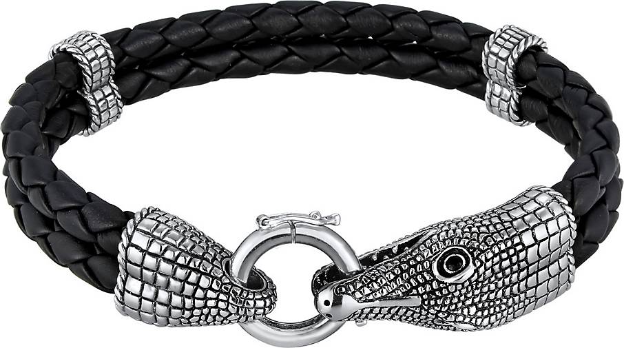KUZZOI Armband Herren Lederarmband Krokodil 925 Sterling Silber in silber  bestellen - 96400301