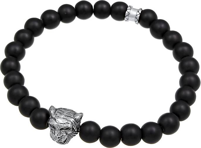 Edelsteine Black bestellen 925 93054001 Silber Onyx KUZZOI Herren in schwarz Armband Kopf - Tiger