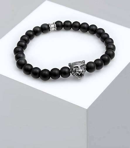 KUZZOI Armband Herren Tiger - 93054001 Silber 925 schwarz bestellen in Edelsteine Black Kopf Onyx