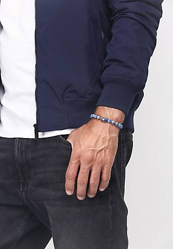 KUZZOI Armband Herren Totenkopf Blau-Gefärbter Achat 925 Silber in blau  bestellen - 94154501