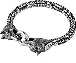 KUZZOI Armband Herren Wolfskopf Braided Ringverschluss 925 Silber in silber  bestellen - 96397501
