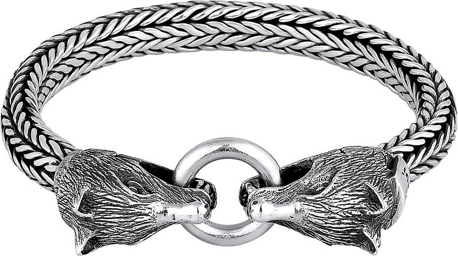 - Ringverschluss bestellen Braided silber Silber KUZZOI Armband 96397501 925 Herren Wolfskopf in