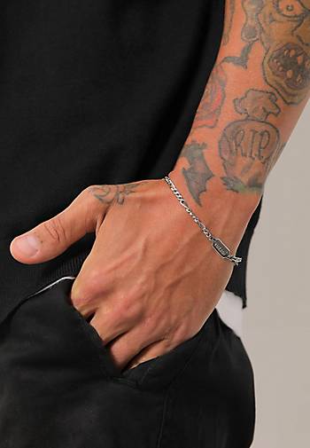 KUZZOI Armband Männer Figaro Massiv Basic 925er Silber in schwarz bestellen  - 92814601