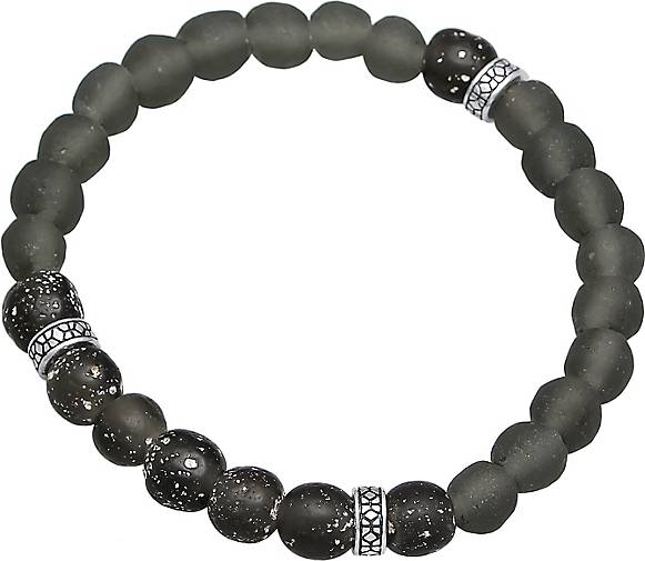 KUZZOI Armband Recycelte Glas Perlen Beads Olive 925 Silber in schwarz  bestellen - 14087301