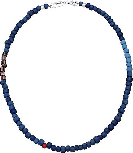 KUZZOI Halskette Glas Beads Urban Style 925 Silber in dunkelblau bestellen  - 16697602