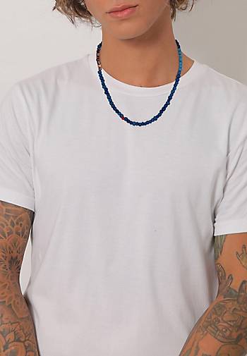 bestellen 925 Style dunkelblau - Glas Beads Urban in 16697602 Silber Halskette KUZZOI