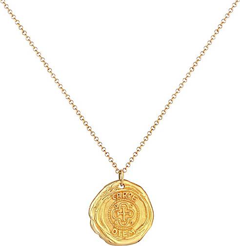 KUZZOI Rund 925 93300702 Antike bestellen Münze Herren - Kreuz Halskette Coin Silber gold in