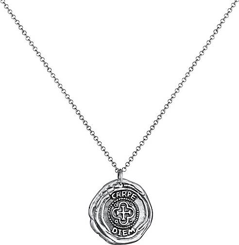KUZZOI Halskette Herren Antike bestellen Silber Kreuz in 925 93300703 Münze schwarz Rund Coin 