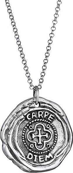 KUZZOI Halskette Herren Antike Münze Rund Coin Kreuz 925 Silber in schwarz  bestellen - 93300703