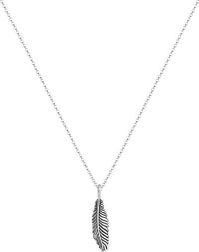 KUZZOI Halskette Herren Basic Casual Feder Anhänger 925 Silber in silber  bestellen - 92978301 | Kettenanhänger