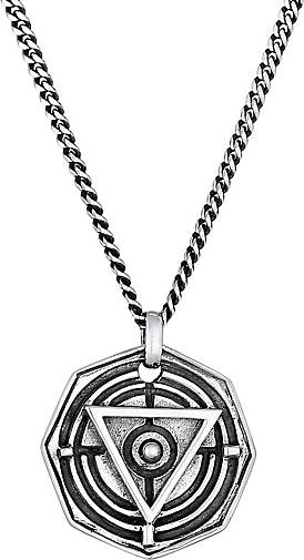 KUZZOI Halskette Herren Dreieck Kreis Magie bestellen 99533301 - Silber 925 in Symbol schwarz