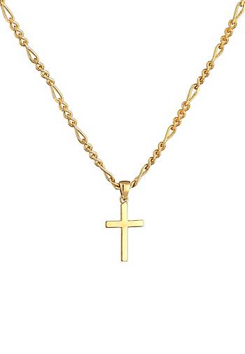 Herren gold bestellen Kreuz KUZZOI 79743302 Halskette in Figarokette 925 Silber -