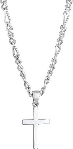 KUZZOI Halskette Herren Figarokette Kreuz 925 Silber