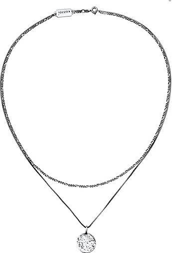 KUZZOI Halskette Herren Layer Figaro Venezianer Plättchen 925 Silber in  schwarz bestellen - 96563103 | Silberketten