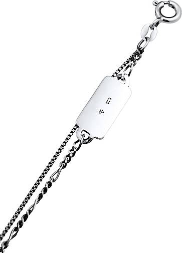KUZZOI Halskette Herren Layer schwarz - Plättchen bestellen Venezianer 96563103 925 Silber Figaro in